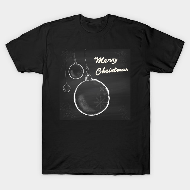 Christmas greeting card with hanging balls. T-Shirt by AnaMOMarques